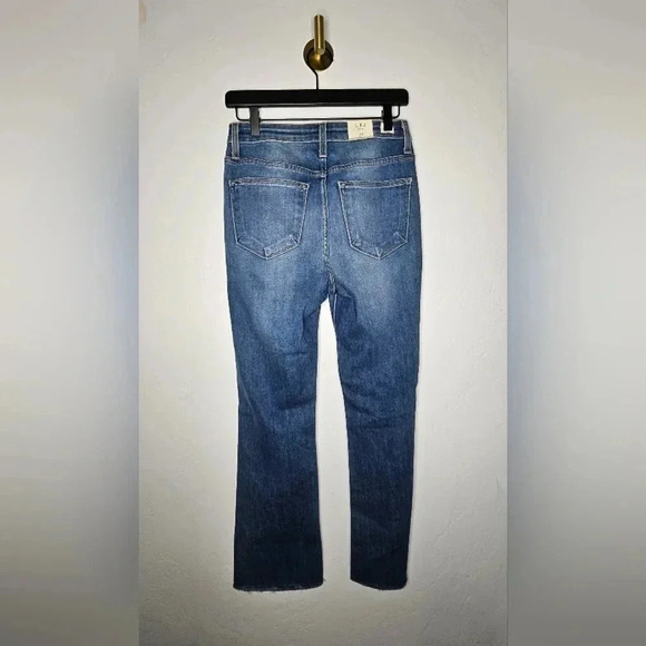 Letters To Juliet  Medium Wash High Rise Bootcut Jean Distressed Raw Hem Size 26 - Picture 2 of 9